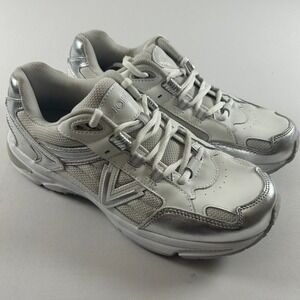 Vionic 23WALK 2.0 Shoes Womens 8.5 Wide White Silver Leather Walking Sneakers